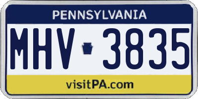 PA license plate MHV3835