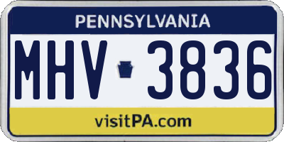 PA license plate MHV3836