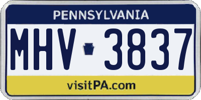 PA license plate MHV3837
