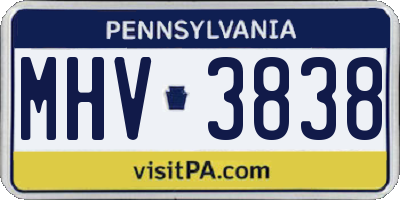 PA license plate MHV3838