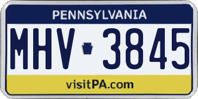 PA license plate MHV3845