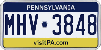 PA license plate MHV3848
