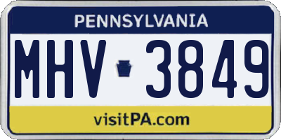 PA license plate MHV3849