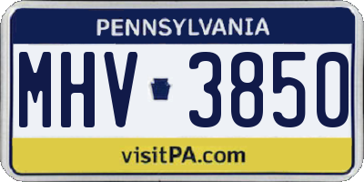 PA license plate MHV3850