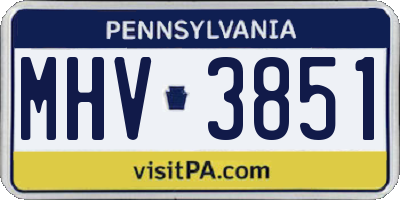 PA license plate MHV3851