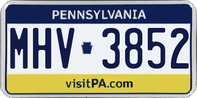 PA license plate MHV3852