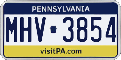 PA license plate MHV3854