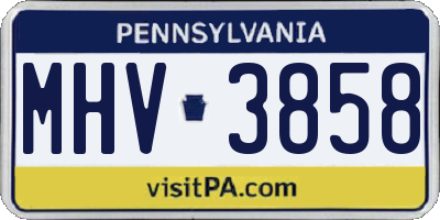 PA license plate MHV3858