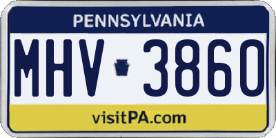 PA license plate MHV3860