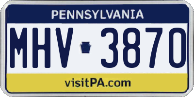 PA license plate MHV3870