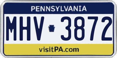 PA license plate MHV3872