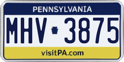 PA license plate MHV3875