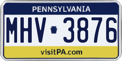 PA license plate MHV3876