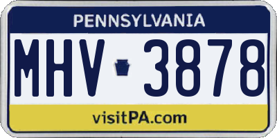 PA license plate MHV3878