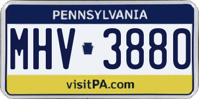 PA license plate MHV3880