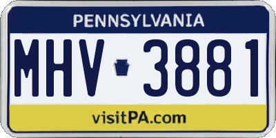 PA license plate MHV3881