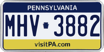 PA license plate MHV3882