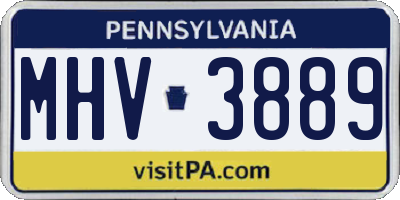 PA license plate MHV3889