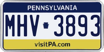 PA license plate MHV3893
