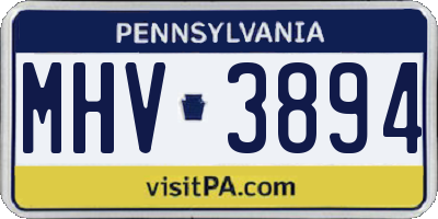 PA license plate MHV3894