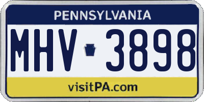 PA license plate MHV3898