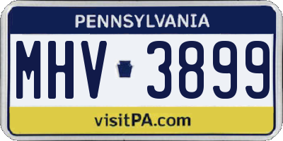 PA license plate MHV3899