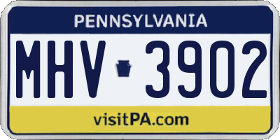 PA license plate MHV3902