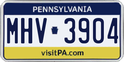 PA license plate MHV3904