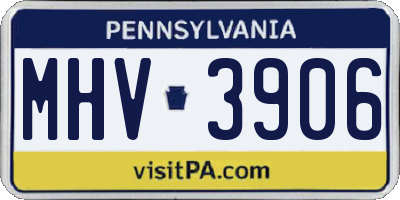PA license plate MHV3906