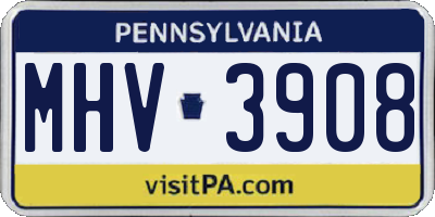 PA license plate MHV3908