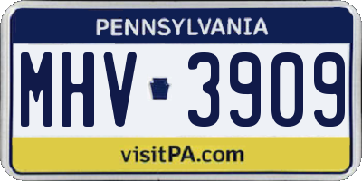 PA license plate MHV3909