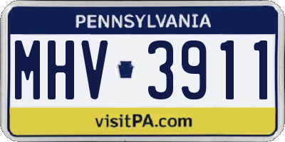 PA license plate MHV3911