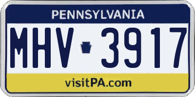 PA license plate MHV3917
