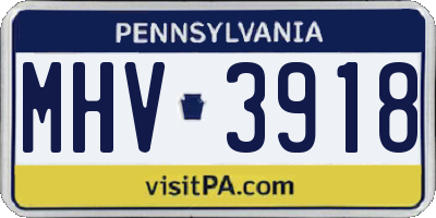 PA license plate MHV3918