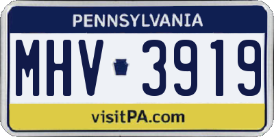 PA license plate MHV3919