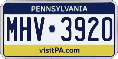 PA license plate MHV3920