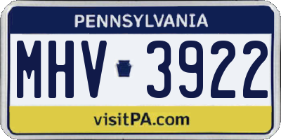 PA license plate MHV3922