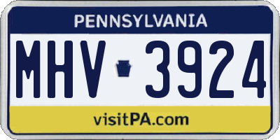 PA license plate MHV3924