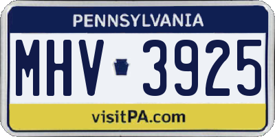 PA license plate MHV3925