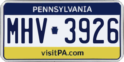 PA license plate MHV3926