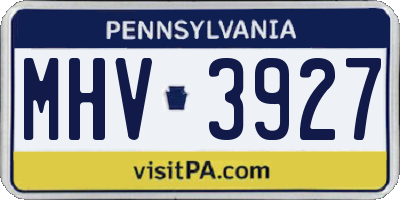 PA license plate MHV3927