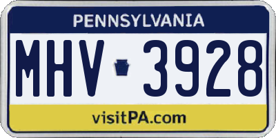 PA license plate MHV3928