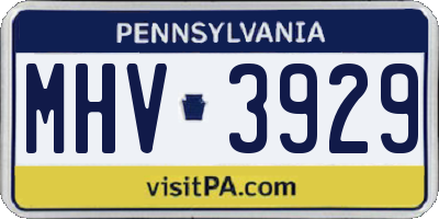 PA license plate MHV3929