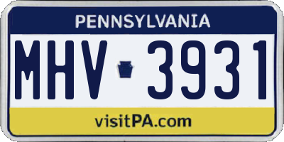 PA license plate MHV3931