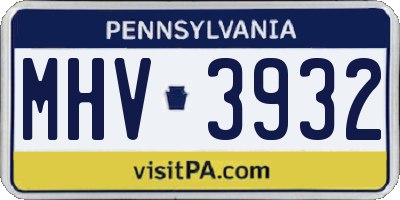 PA license plate MHV3932