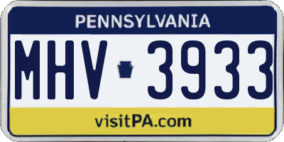 PA license plate MHV3933