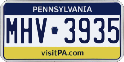 PA license plate MHV3935