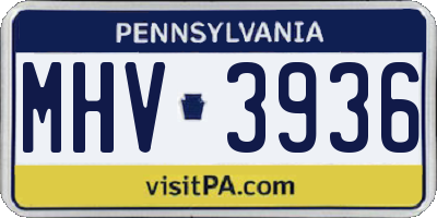 PA license plate MHV3936