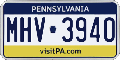 PA license plate MHV3940