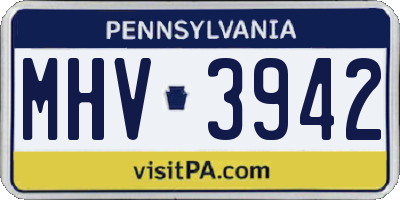 PA license plate MHV3942